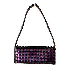 Gum Wrapper Purse Handbag Woven Recycled Candy Upcycled Pink Black Stars